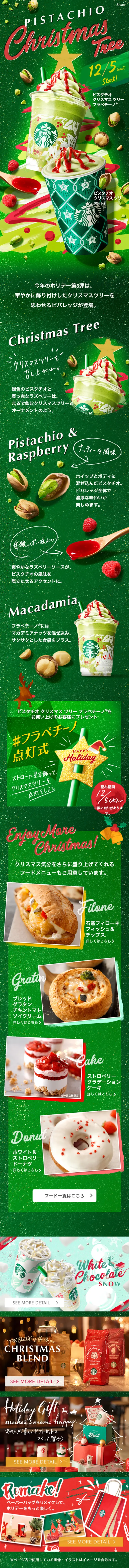 Pistachio Christmas Tree Frappuccino LP design (Beverages and Alcohol / Green tones / Cute style) Mobile version