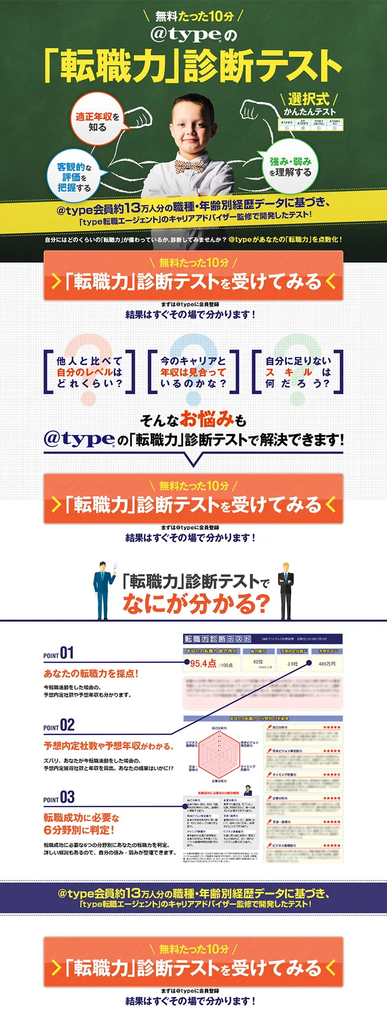 Job-seeking Ability Diagnostic Test LP design (Internet service / yellow / Lively type) PC version