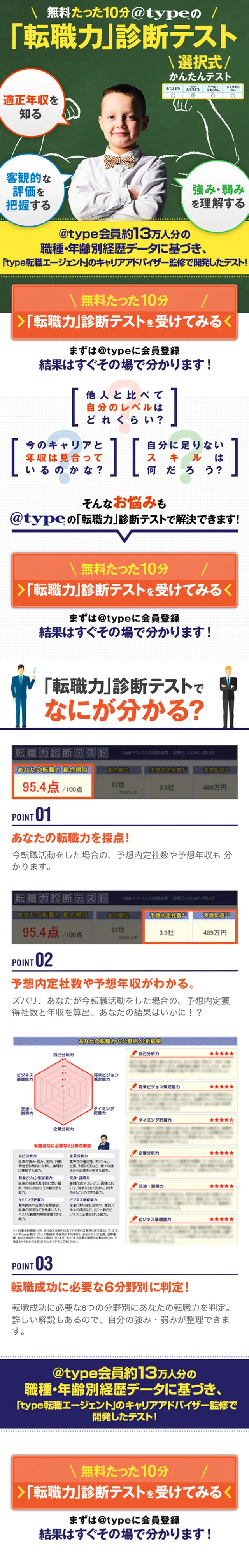 Job-seeking Ability Diagnostic Test LP design (Internet service / yellow / Lively type) Mobile version