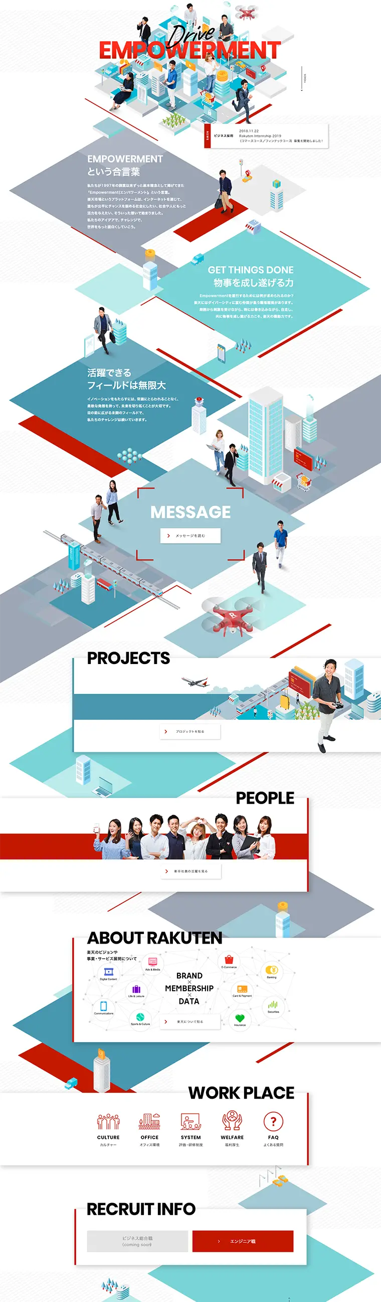 New Graduate Recruitment at Rakuten Kabushiki Kaisha LP design (Recruitment and Hiring / Red tones / Arts) PC version
