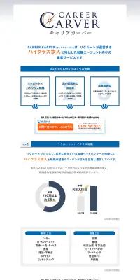 キャリアカーバーのLPデザイン（求人・採用関連／ブルー系／シンプル系）PC版