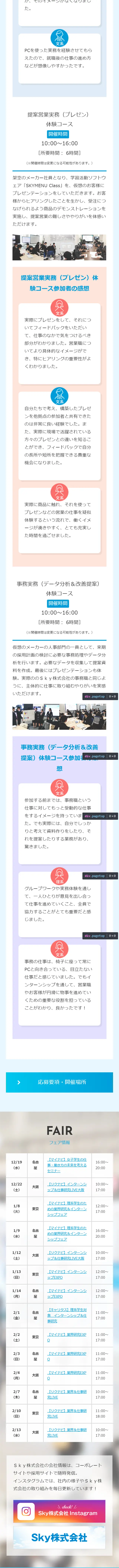 2020 Sky Co., Ltd. Internship LP design (Recruitment and Hiring / Shades of blue / Simple) Mobile version