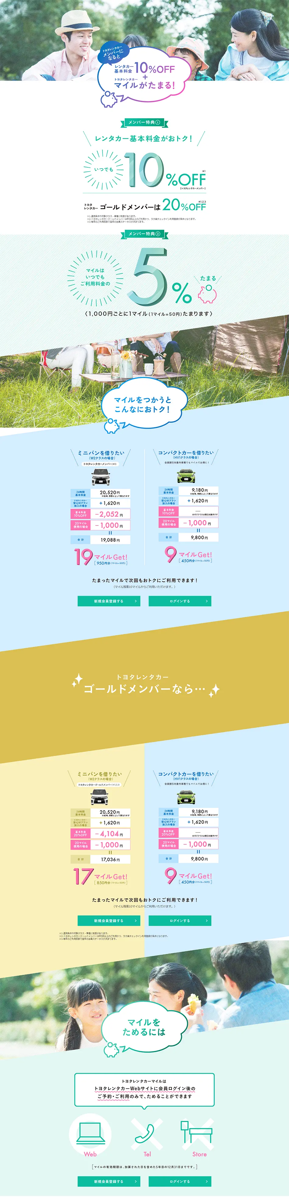 How to Use Rental Car Miles LP design (Events, Campaigns, Experiences / Green tones / Cute style) PC version