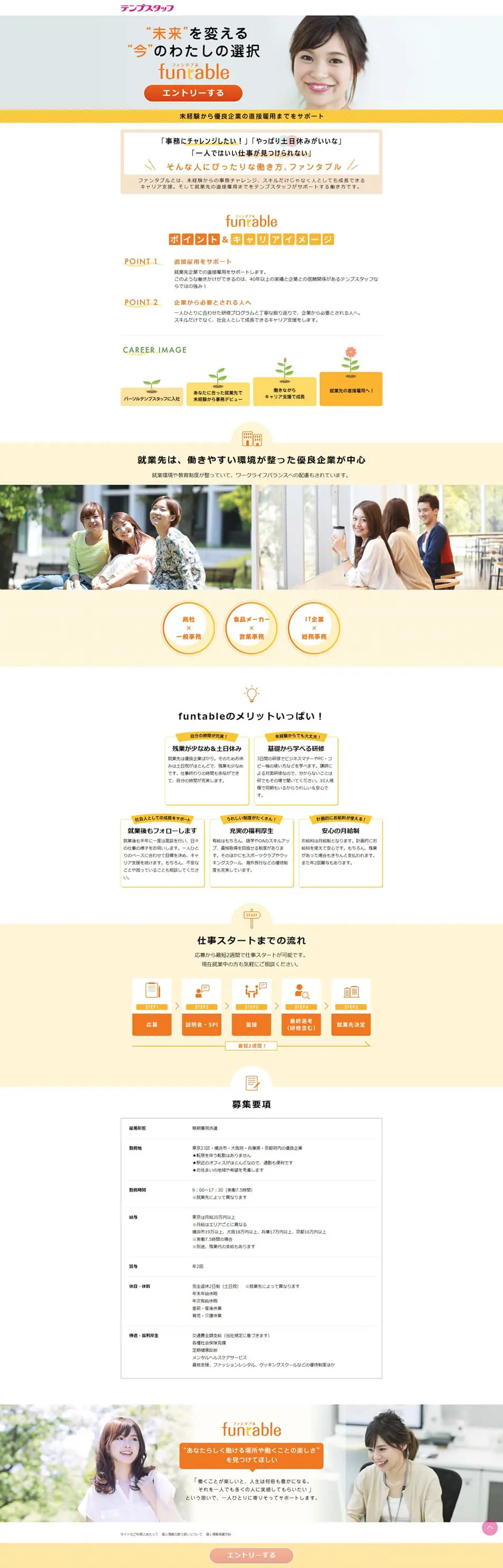 Fantable (Indefinite-Term Dispatch) LP design (Recruitment and Hiring / Orange tones / Cute style) PC version