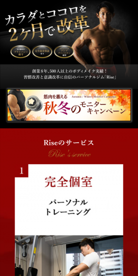 Private Gym LP design (Businesses, companies, stores / Gold tones / Cool style) Mobile version