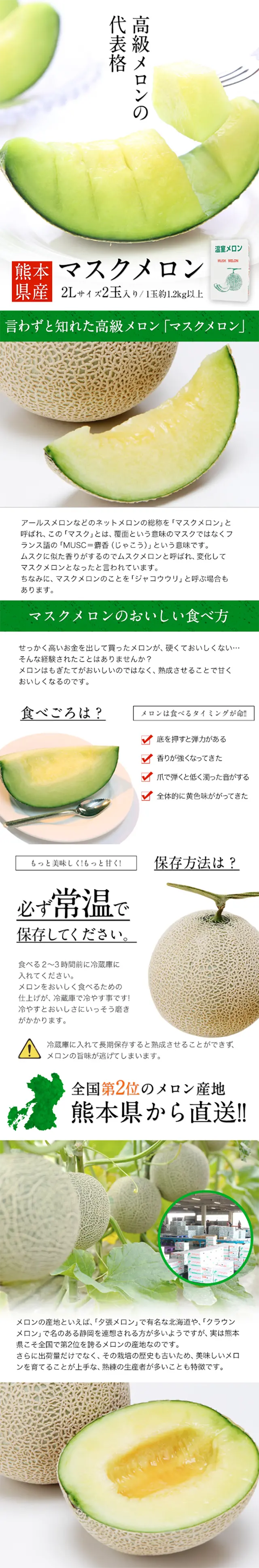 Kumamoto-grown Musk Melon LP design (food / Green tones / Simple) Mobile version