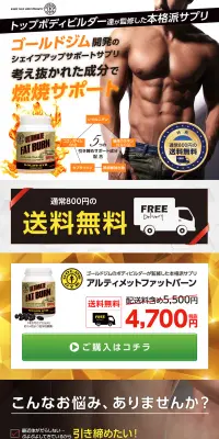 アルティメット ファットバーンのLPデザイン（健康・美容食品・サプリ／イエロー系／健康・癒し系）PC版