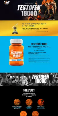 テストフェン18000のLPデザイン（健康・美容食品・サプリ／ゴールド系／かっこいい系）PC版