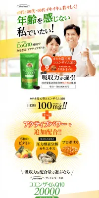 コエンザイムQ10 20000のLPデザイン（健康・美容食品・サプリ／イエロー系／にぎやか系）PC版