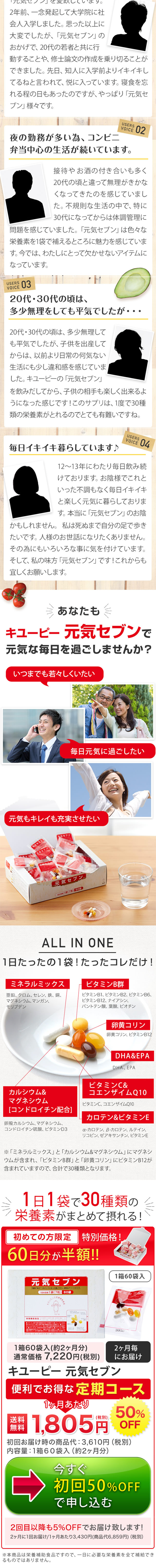 Genki Seven LP design (Health and Beauty Foods and Supplements / Red tones / Lively type)