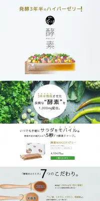 酵素MAKERシリーズのLPデザイン（健康・美容食品・サプリ／グレー系／キレイ系）PC版