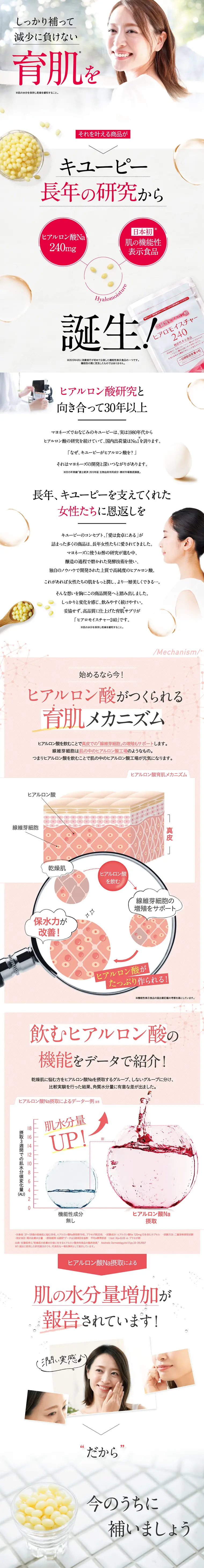 ヒアロモイスチャー240のLPデザイン（健康・美容食品・サプリ／ピンク系／キレイ系）PC版