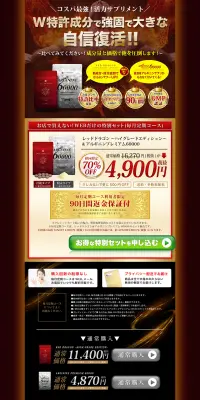 レッドドラゴン～ハイグレードエディション～ ＆ アルギニンプレミアム60000のLPデザイン（健康・美容食品・サプリ／ブラック系／かっこいい系）PC版