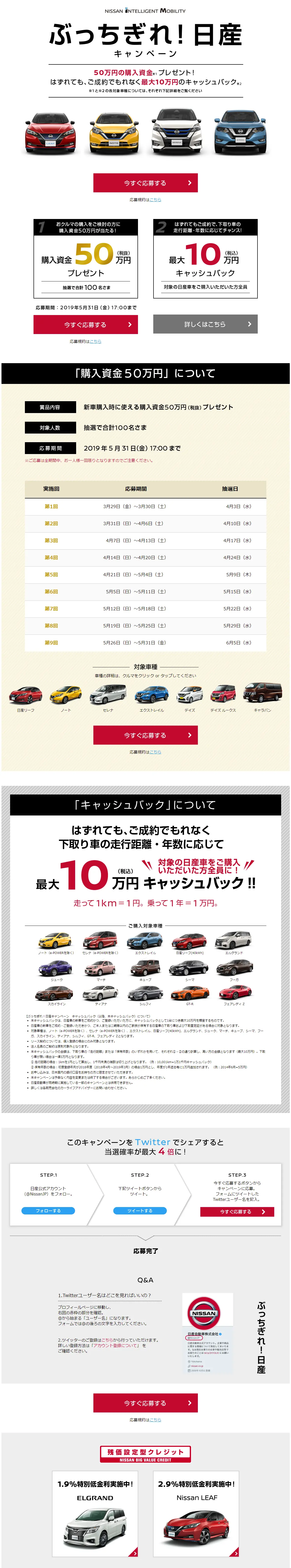 ぶっちぎれ！日産キャンペーンのLPデザイン（サービス・保険・金融／レッド系／キレイ系）PC版