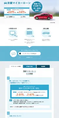 京銀マイカーローンのLPデザイン（サービス・保険・金融／ブルー系／シンプル系）PC版