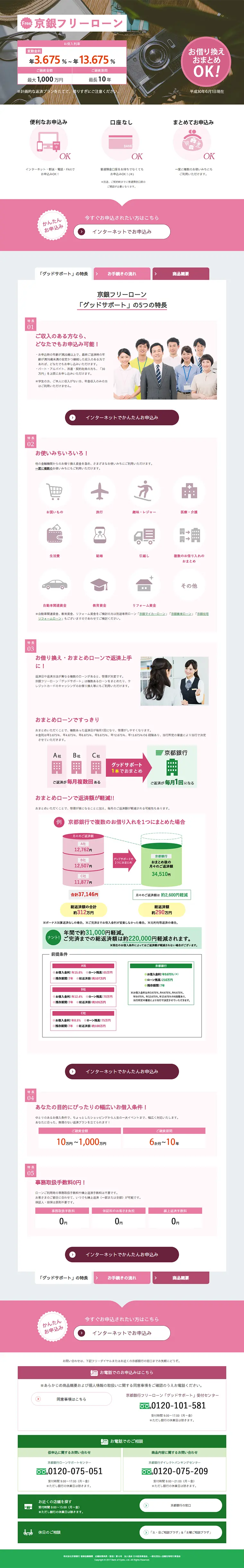 Kyogin Free Loan LP design (Services, Insurance, and Finance / Pink shades / Refined style) PC version
