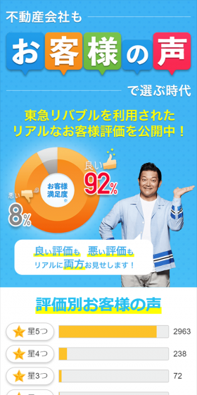 お客様の声のLPデザイン（住宅・不動産／オレンジ系／にぎやか系）スマホ版