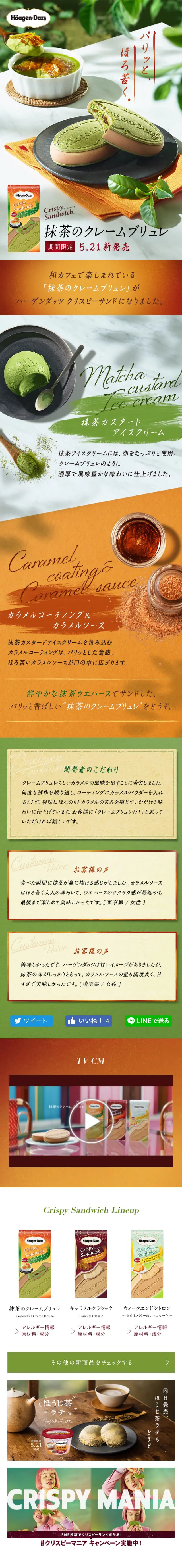 Matcha Crème brûlée LP design (Sweets and Snacks / Green tones / Japanese style) Mobile version