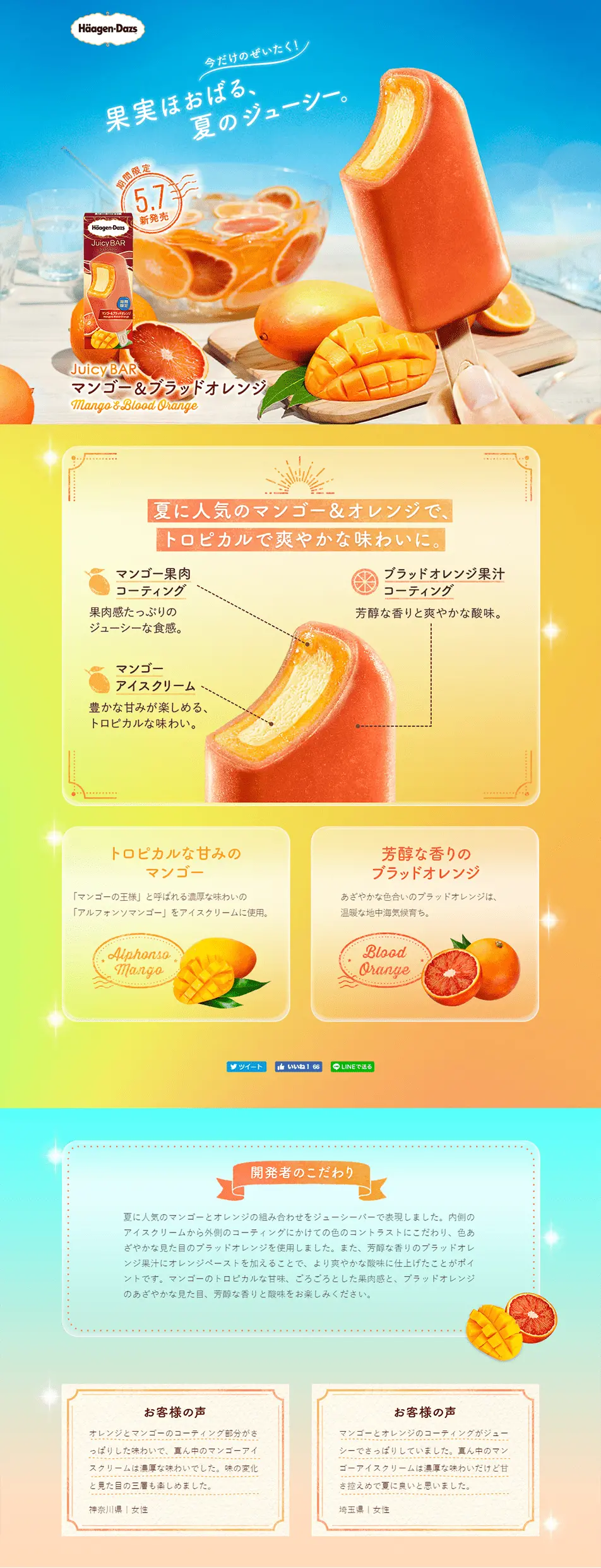 Juicy Bar Mango & Blood Orange LP design (Sweets and Snacks / Orange tones / Refreshing type) PC version