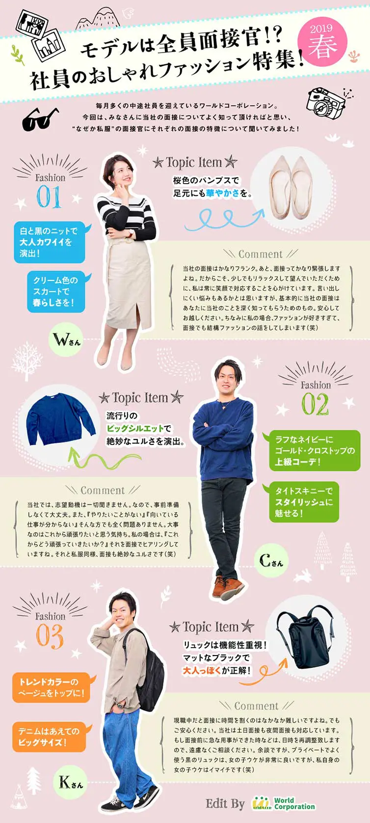 World Corporation Co., Ltd.: Job Openings LP design (fashion / Beige tones / Cute style) PC version