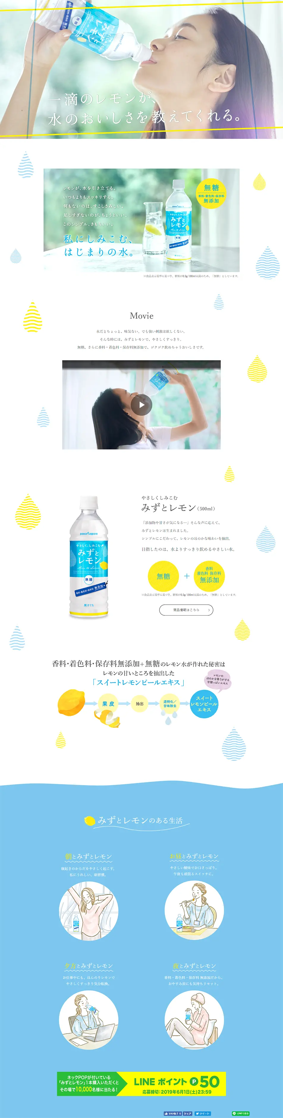 Water and Lemon LP design (Beverages and Alcohol / White-based / Simple) PC version