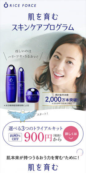 肌を育むスキンケアプログラムのLPデザイン（美容・スキンケア・香水／ブルー系／キレイ系）スマホ版