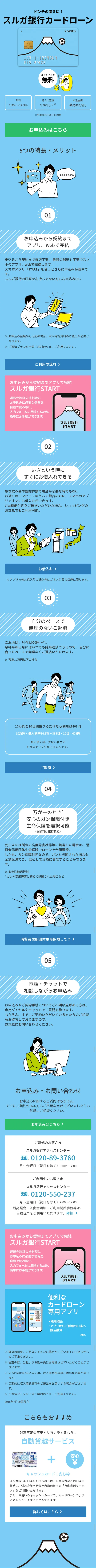Suruga Bank Card Loan LP design (Insurance, Finance, Credit / Shades of blue / Simple) Mobile version