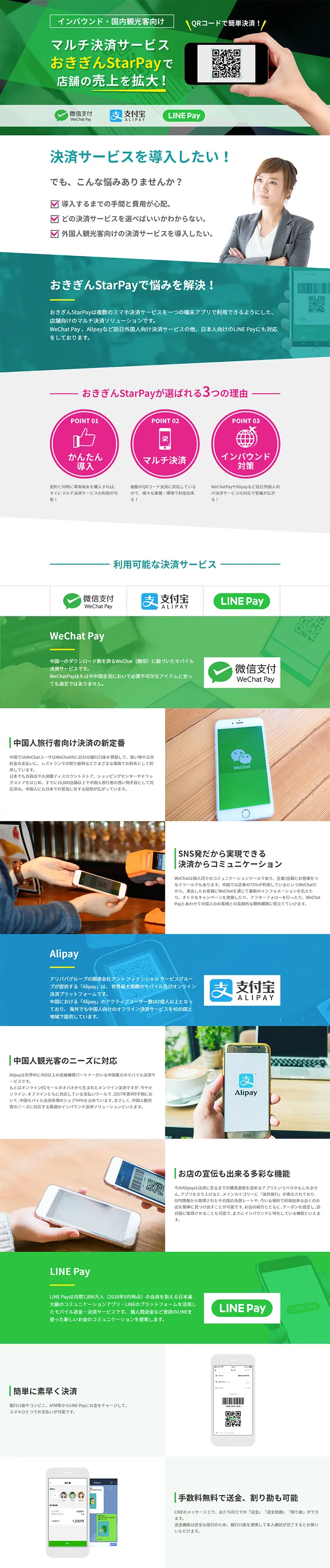 Okigin StarPay LP design (Internet service / Green tones / Simple) PC version