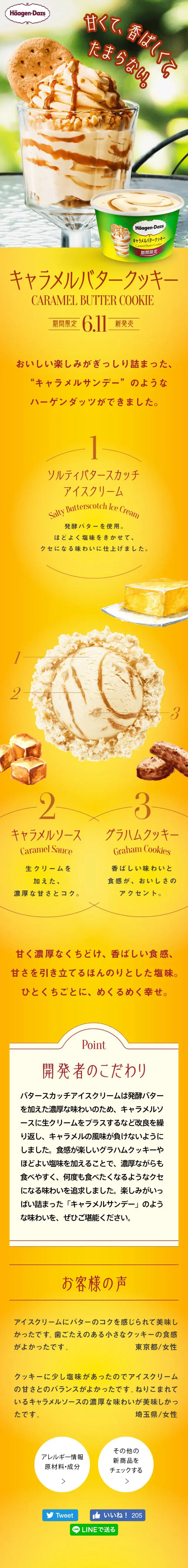 Caramel Butter Cookie LP design (Sweets and Snacks / yellow) Mobile version