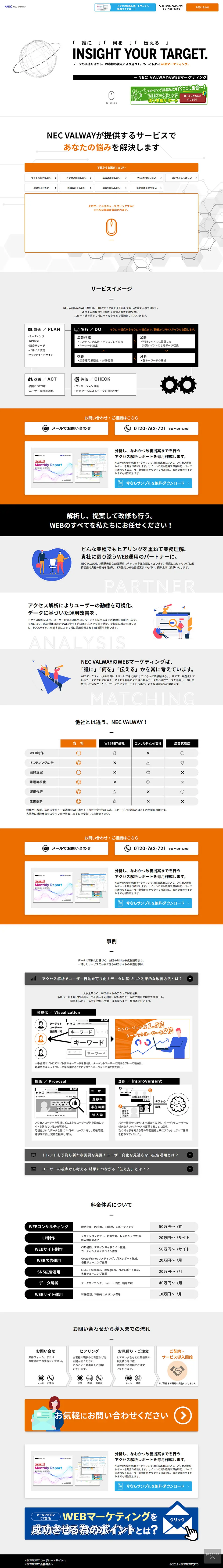 WEBマーケティングのLPデザイン（インターネットサービス／オレンジ系／シンプル系）PC版