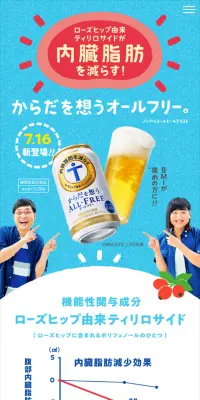 からだを想うオールフリーのLPデザイン（飲料・お酒／ブルー系／キレイ系）スマホ版