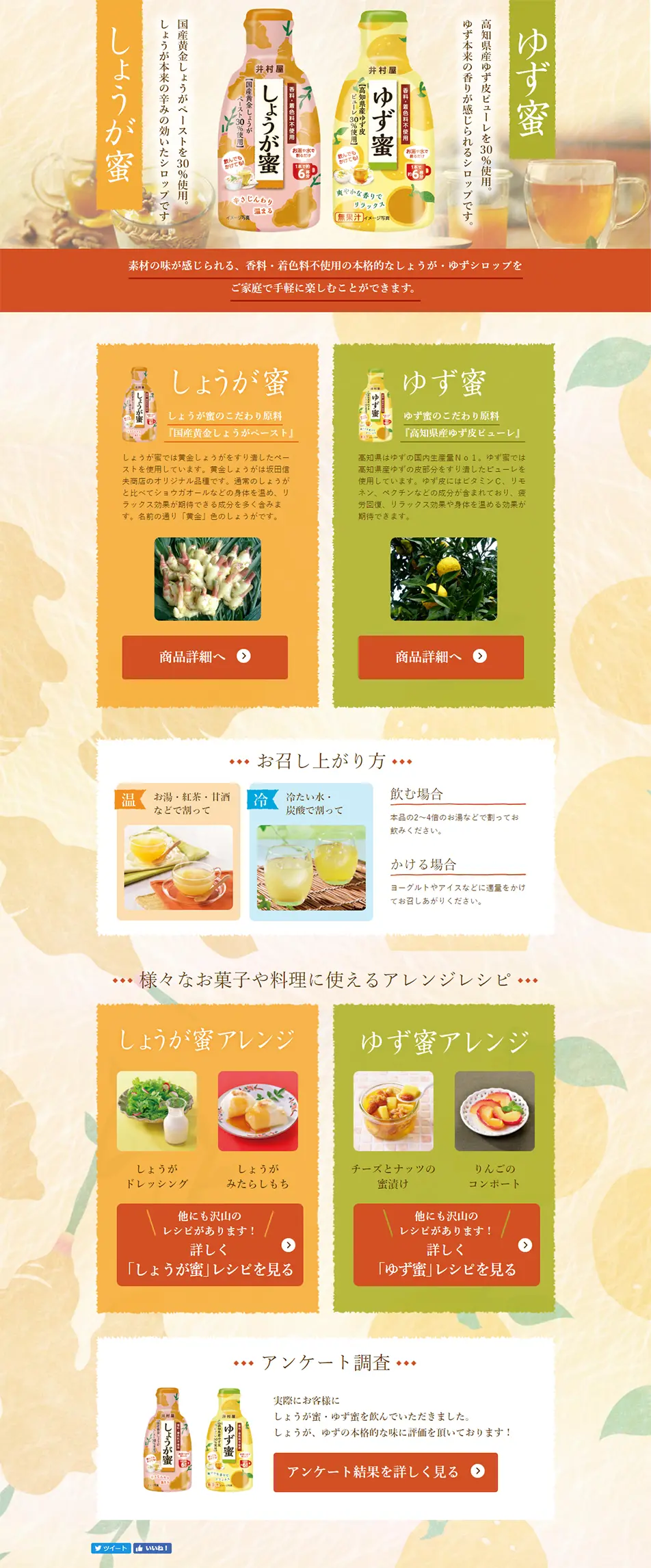 Ginger Honey and Yuzu Honey LP design (food / Orange tones / Japanese style) PC version