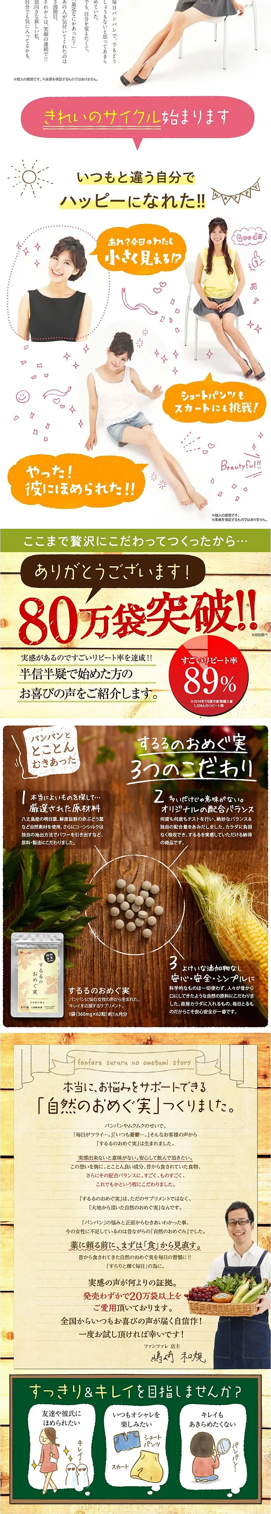するるのおめぐ実のLPデザイン（健康・美容食品・サプリ／ピンク系／信頼・安心系）PC版