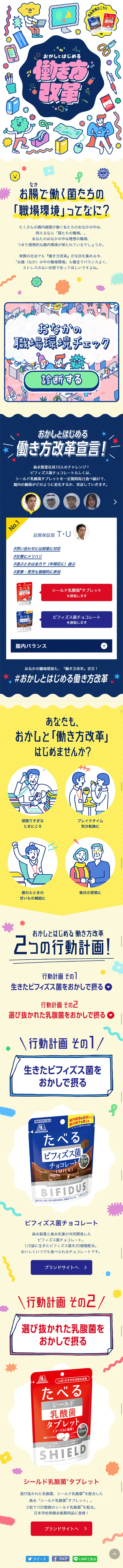 Work Style Reform Starting with Confectionery LP design (Internet service / yellow / Cute style) Mobile version