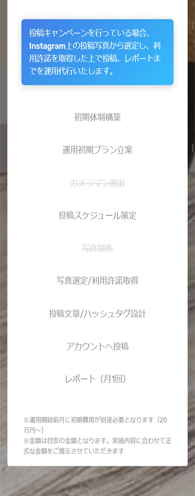 Instagram企業アカウント運用代行のLPデザイン（インターネットサービス／パープル系／シンプル系）スマホ版