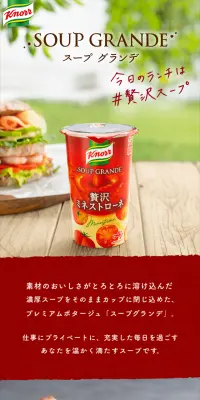 クノール スープグランデのLPデザイン（食品／レッド系／シンプル系）スマホ版