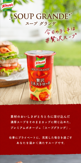 クノール スープグランデのLPデザイン（食品／レッド系／シンプル系）スマホ版