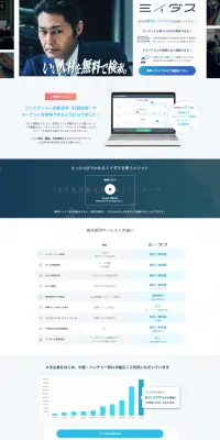 ミイダス 法人向けのLPデザイン（インターネットサービス／ブルー系／シンプル系）PC版