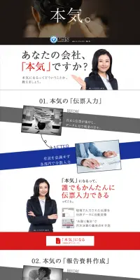 経営管理システムのLPデザイン（サービス・保険・金融／ブルー系／シンプル系）PC版