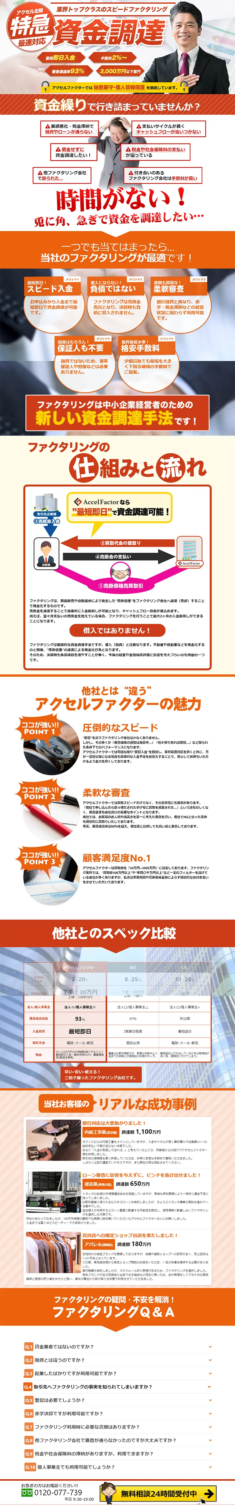ファクタリングのLPデザイン（サービス・保険・金融／レッド系／にぎやか系）PC版