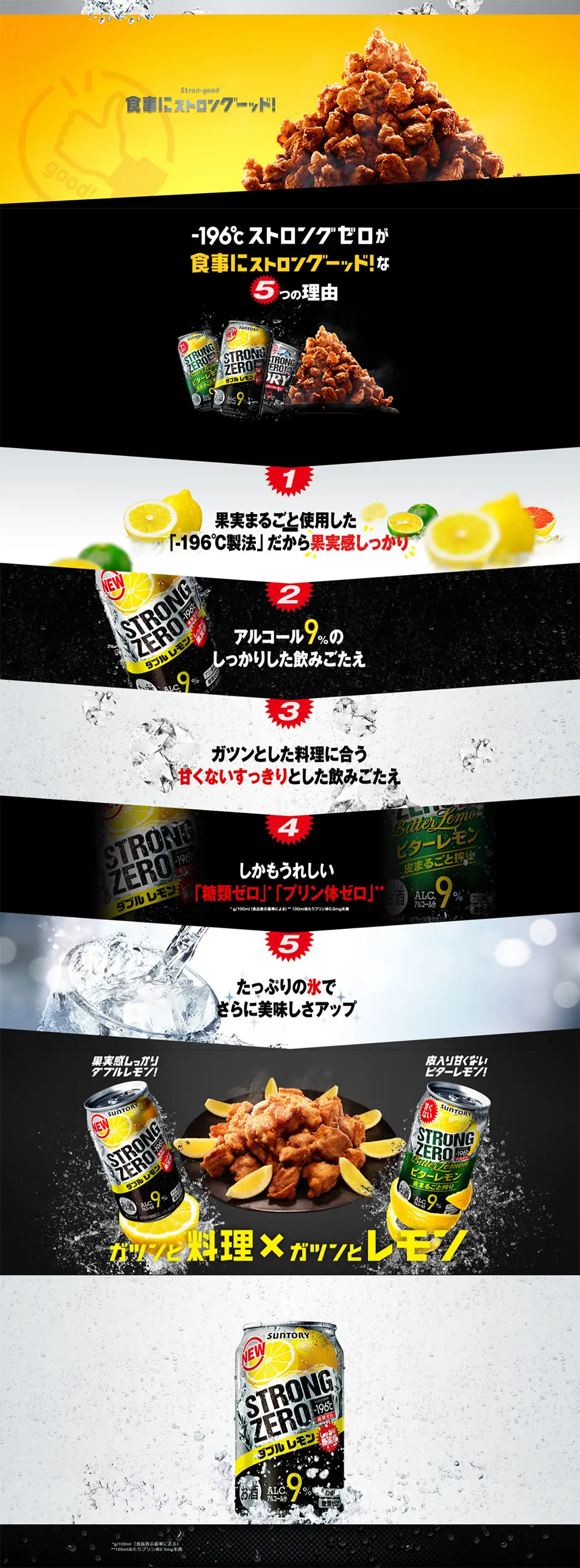 食事にストロングーッド！のLPデザイン（飲料・お酒／イエロー系／かっこいい系）PC版