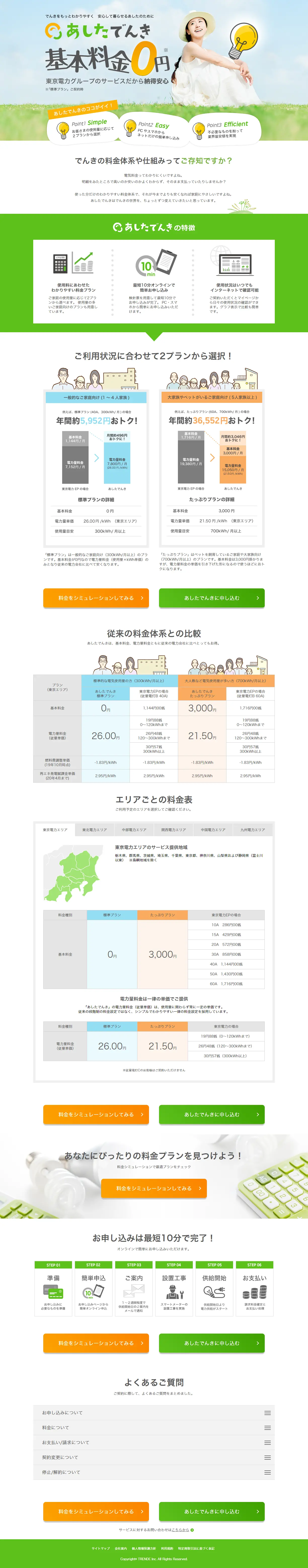 Ashita Denki LP design (Services, Insurance, and Finance / Orange tones / Trust and Safety) PC version