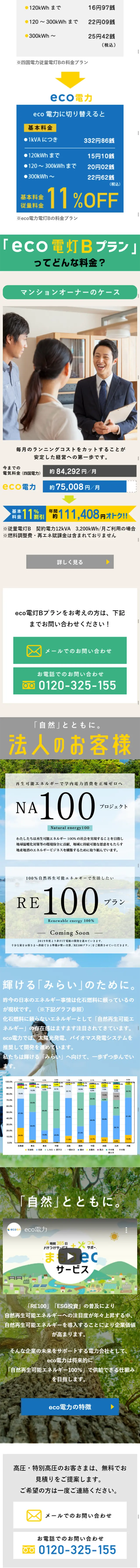 eco電力のでんきのLPデザイン（サービス・保険・金融／ピンク系／信頼・安心系）スマホ版