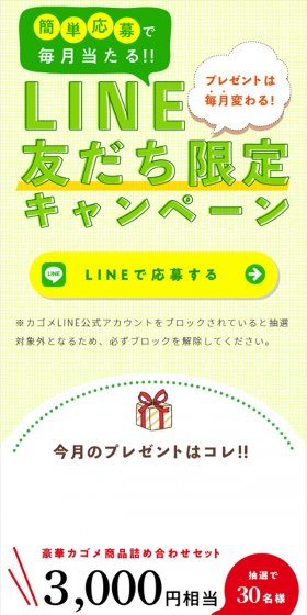 簡単応募で毎月当たる”LINE友だち限定キャンペーン｜のLPデザイン（サービス・保険・金融／グリーン系／爽やか系）スマホ版