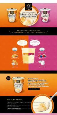 2層のチーズスイーツとソースのマリアージュのLPデザイン（洋菓子／オレンジ系／シンプル系）PC版