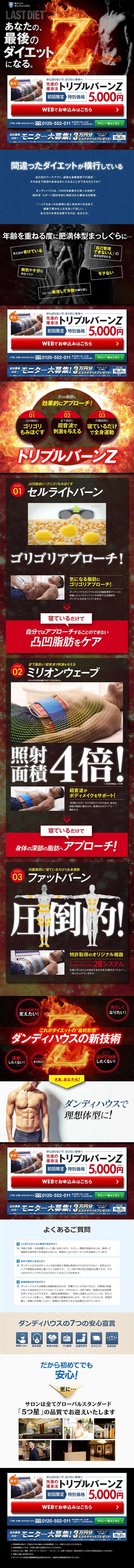 トリプルバーンZのLPデザイン（美容サービス／レッド系／力強い系）PC版
