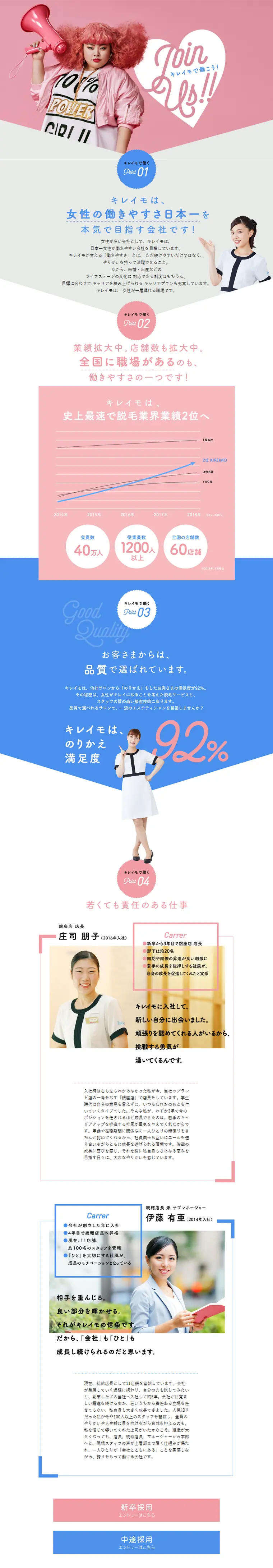New Graduate and Mid-Career Recruitment LP design (Recruitment and Hiring / Pink shades / Cute style) PC version