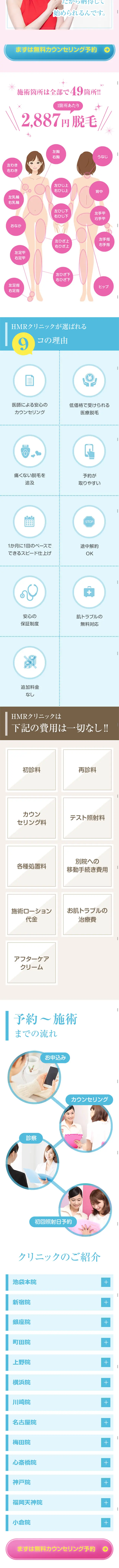 医療脱毛のLPデザイン（美容サービス／ブルー系／キレイ系）スマホ版