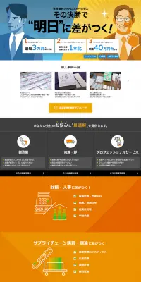 業務基幹システム(ERP）のLPデザイン（インターネットサービス／イエロー系／にぎやか系）PC版