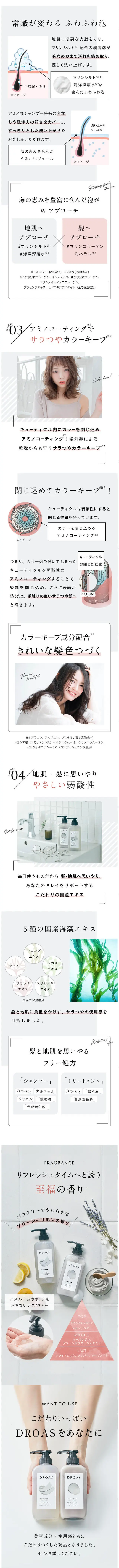 DROASのLPデザイン（美容・スキンケア・香水／グレー系／かわいい系）スマホ版